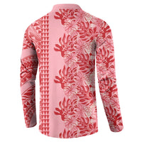 Red Hibiscus Monstera Seamless Kakau Hawaii Button Sweatshirt