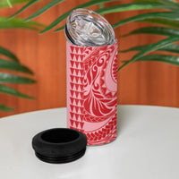 Red Hibiscus Monstera Seamless Kakau Hawaii 4 in 1 Can Cooler Tumbler LT14 - Polynesian Pride