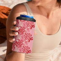 Red Hibiscus Monstera Seamless Kakau Hawaii 4 in 1 Can Cooler Tumbler LT14 - Polynesian Pride