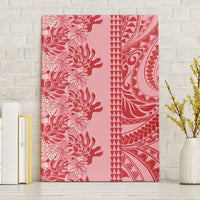 Red Hibiscus Monstera Seamless Kakau Hawaii Canvas Wall Art