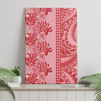Red Hibiscus Monstera Seamless Kakau Hawaii Canvas Wall Art