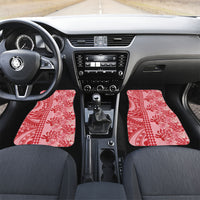 Red Hibiscus Monstera Seamless Kakau Hawaii Car Mats