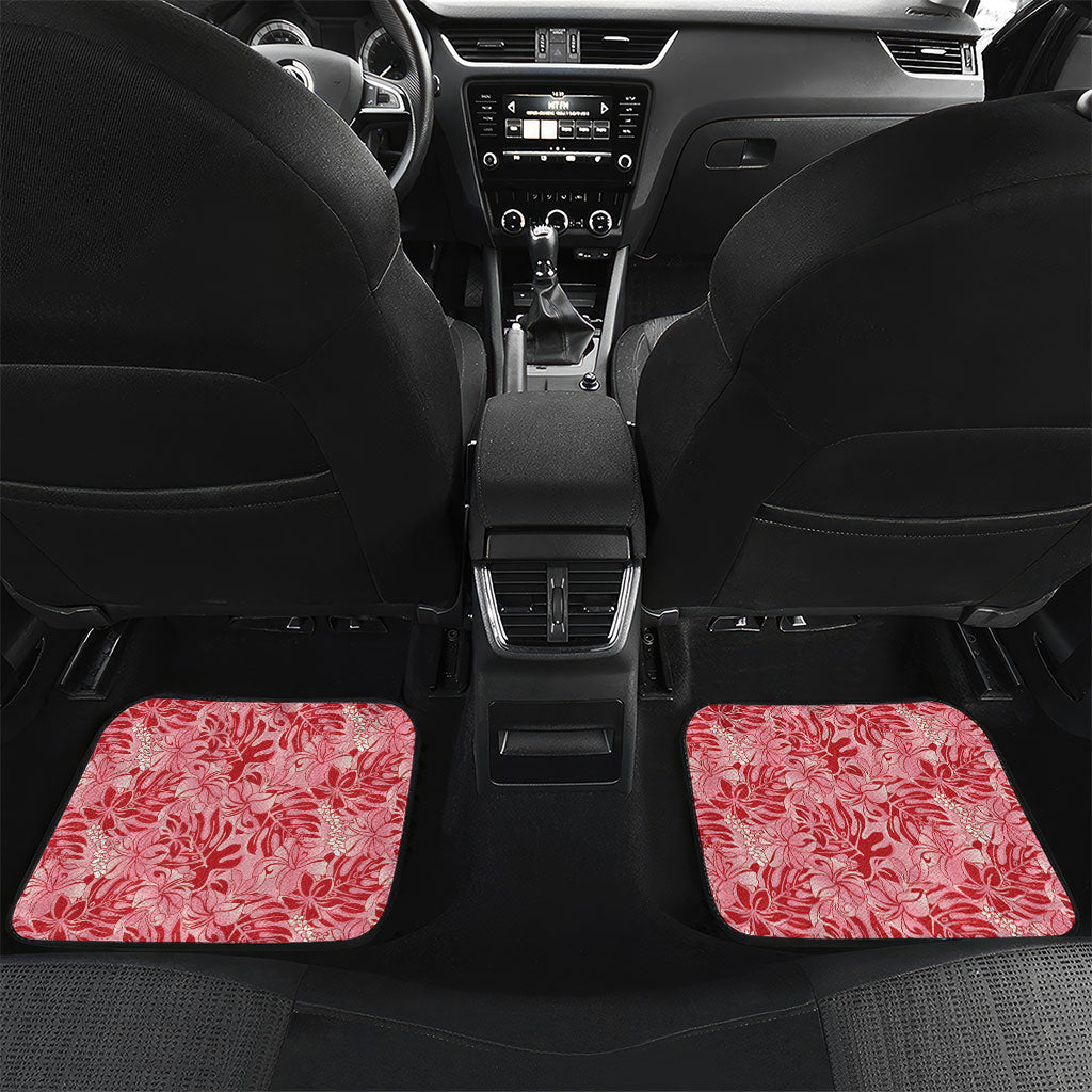 Red Hibiscus Monstera Seamless Kakau Hawaii Car Mats