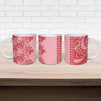 Red Hibiscus Monstera Seamless Kakau Hawaii Ceramic Mug LT14 - Polynesian Pride