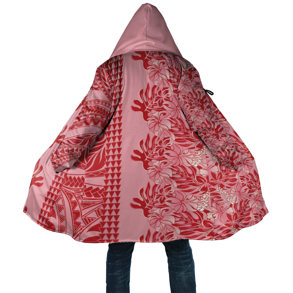 Red Hibiscus Monstera Seamless Kakau Hawaii Cloak