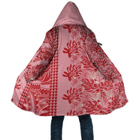 Red Hibiscus Monstera Seamless Kakau Hawaii Cloak