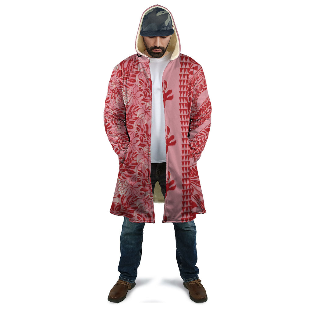 Red Hibiscus Monstera Seamless Kakau Hawaii Cloak