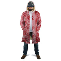 Red Hibiscus Monstera Seamless Kakau Hawaii Cloak