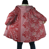 Red Hibiscus Monstera Seamless Kakau Hawaii Cloak