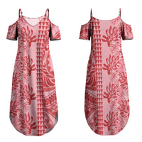 Red Hibiscus Monstera Seamless Kakau Hawaii Couples Matching Summer Maxi Dress and Long Sleeve Button Shirt LT14 - Polynesian Pride