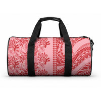 Red Hibiscus Monstera Seamless Kakau Hawaii Duffle Bag