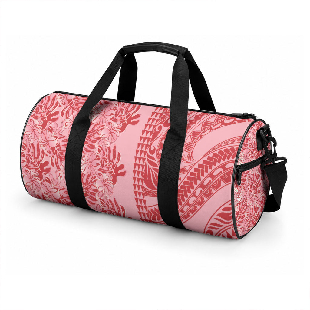 Red Hibiscus Monstera Seamless Kakau Hawaii Duffle Bag