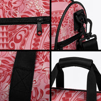 Red Hibiscus Monstera Seamless Kakau Hawaii Duffle Bag