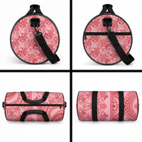 Red Hibiscus Monstera Seamless Kakau Hawaii Duffle Bag