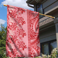Red Hibiscus Monstera Seamless Kakau Hawaii Garden Flag
