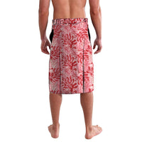 Red Hibiscus Monstera Seamless Kakau Hawaii Lavalava