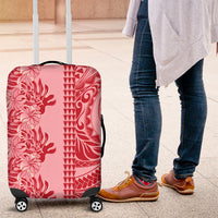 Red Hibiscus Monstera Seamless Kakau Hawaii Luggage Cover