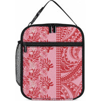 Red Hibiscus Monstera Seamless Kakau Hawaii Lunch Bag