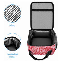 Red Hibiscus Monstera Seamless Kakau Hawaii Lunch Bag