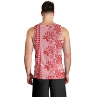Red Hibiscus Monstera Seamless Kakau Hawaii Men Tank Top