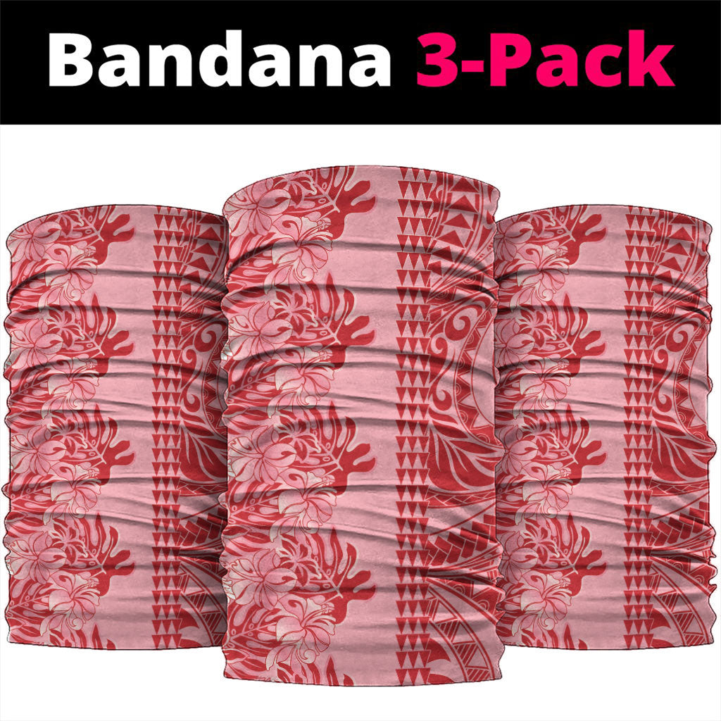 Red Hibiscus Monstera Seamless Kakau Hawaii Neck Gaiter