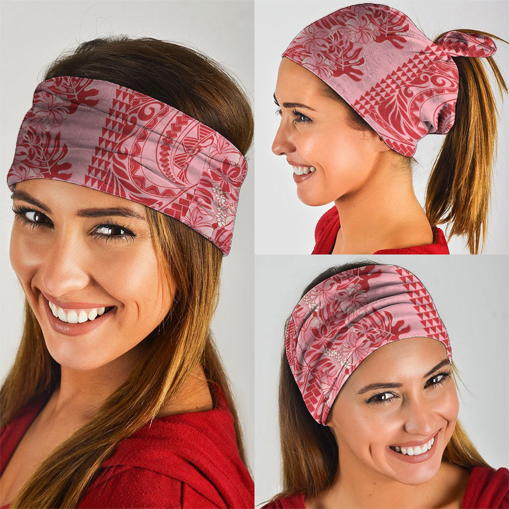 Red Hibiscus Monstera Seamless Kakau Hawaii Neck Gaiter