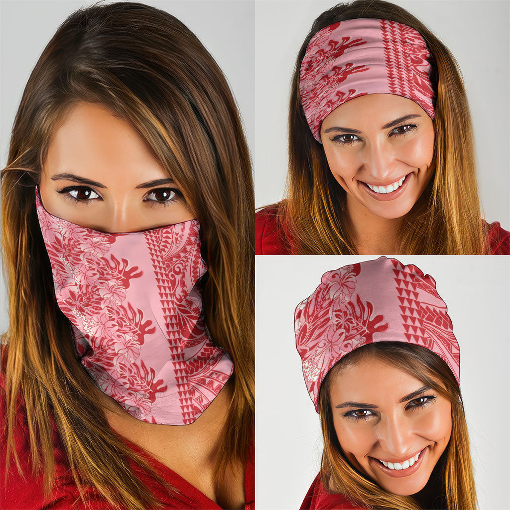 Red Hibiscus Monstera Seamless Kakau Hawaii Neck Gaiter