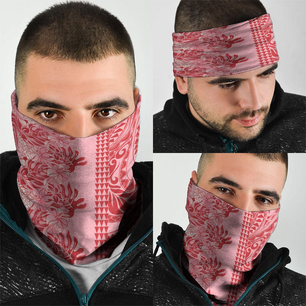 Red Hibiscus Monstera Seamless Kakau Hawaii Neck Gaiter