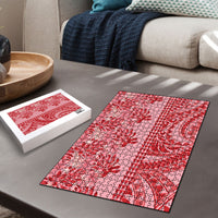 Red Hibiscus Monstera Seamless Kakau Hawaii Puzzle