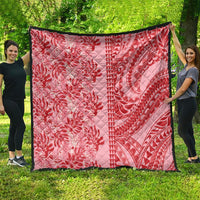 Red Hibiscus Monstera Seamless Kakau Hawaii Quilt
