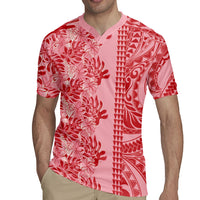 Red Hibiscus Monstera Seamless Kakau Hawaii Rugby Jersey