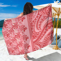 Red Hibiscus Monstera Seamless Kakau Hawaii Sarong