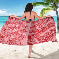 Red Hibiscus Monstera Seamless Kakau Hawaii Sarong