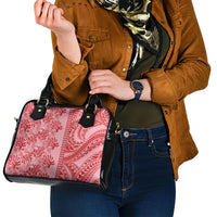 Red Hibiscus Monstera Seamless Kakau Hawaii Shoulder Handbag