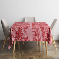 Red Hibiscus Monstera Seamless Kakau Hawaii Tablecloth