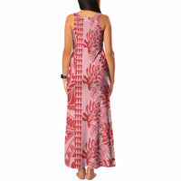 Red Hibiscus Monstera Seamless Kakau Hawaii Tank Maxi Dress LT14 - Polynesian Pride