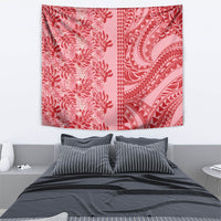 Red Hibiscus Monstera Seamless Kakau Hawaii Tapestry