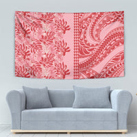 Red Hibiscus Monstera Seamless Kakau Hawaii Tapestry