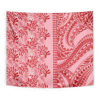 Red Hibiscus Monstera Seamless Kakau Hawaii Tapestry