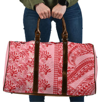 Red Hibiscus Monstera Seamless Kakau Hawaii Travel Bag