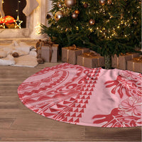 Red Hibiscus Monstera Seamless Kakau Hawaii Tree Skirt