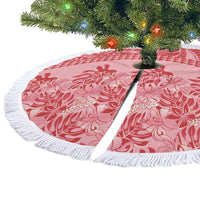 Red Hibiscus Monstera Seamless Kakau Hawaii Tree Skirt