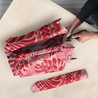 Red Hibiscus Monstera Seamless Kakau Hawaii Umbrella LT14 - Polynesian Pride