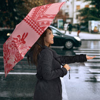 Red Hibiscus Monstera Seamless Kakau Hawaii Umbrella LT14 - Polynesian Pride