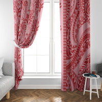 Red Hibiscus Monstera Seamless Kakau Hawaii Window Curtain