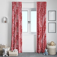 Red Hibiscus Monstera Seamless Kakau Hawaii Window Curtain