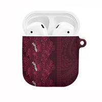 Burgundy Hibiscus Monstera Seamless Kakau Hawaii AirPods Case LT14 Burgundy - Polynesian Pride