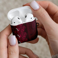 Burgundy Hibiscus Monstera Seamless Kakau Hawaii AirPods Case LT14 - Polynesian Pride