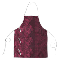 Burgundy Hibiscus Monstera Seamless Kakau Hawaii Apron