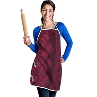 Burgundy Hibiscus Monstera Seamless Kakau Hawaii Apron